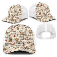 Beige Palaka Hawaii Mele Kalikimaka Mesh Trucker Cap Ohia Lehua Shell Leis Funny Gingerbread Santa LT14 - Polynesian Pride