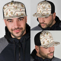 Beige Palaka Hawaii Mele Kalikimaka Mesh Trucker Cap Ohia Lehua Shell Leis Funny Gingerbread Santa LT14 - Polynesian Pride