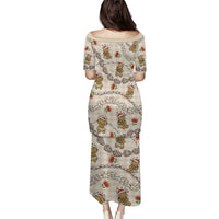 Beige Palaka Hawaii Mele Kalikimaka Puletasi Ohia Lehua Shell Leis Funny Gingerbread Santa - Polynesian Pride