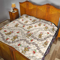 Beige Palaka Hawaii Mele Kalikimaka Quilt Ohia Lehua Shell Leis Funny Gingerbread Santa - Polynesian Pride