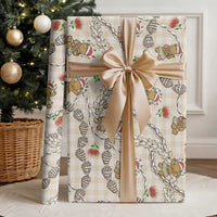Beige Palaka Hawaii Mele Kalikimaka Wrapping Paper Ohia Lehua Shell Leis Funny Gingerbread Santa LT14 - Polynesian Pride
