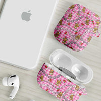Pink Palaka Hawaii Mele Kalikimaka AirPods Case Ohia Lehua Shell Leis Funny Gingerbread Santa LT14 - Polynesian Pride
