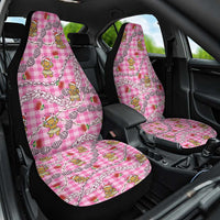 Pink Palaka Hawaii Mele Kalikimaka Car Seat Cover Ohia Lehua Shell Leis Funny Gingerbread Santa - Polynesian Pride