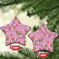 Pink Palaka Hawaii Mele Kalikimaka Ceramic Ornament Ohia Lehua Shell Leis Funny Gingerbread Santa LT14 Star Pink - Polynesian Pride