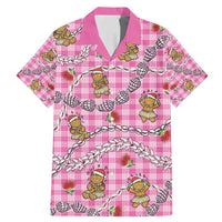 Pink Palaka Hawaii Mele Kalikimaka Family Matching Mermaid Dress and Hawaiian Shirt Ohia Lehua Shell Leis Funny Gingerbread Santa - Polynesian Pride