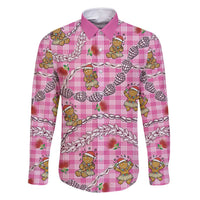 Pink Palaka Hawaii Mele Kalikimaka Family Matching Off Shoulder Short Dress and Hawaiian Shirt Ohia Lehua Shell Leis Funny Gingerbread Santa - Polynesian Pride