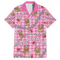 Pink Palaka Hawaii Mele Kalikimaka Family Matching Puletasi and Hawaiian Shirt Ohia Lehua Shell Leis Funny Gingerbread Santa - Polynesian Pride