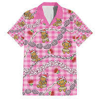 Pink Palaka Hawaii Mele Kalikimaka Family Matching Summer Maxi Dress and Hawaiian Shirt Ohia Lehua Shell Leis Funny Gingerbread Santa - Polynesian Pride