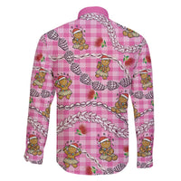 Pink Palaka Hawaii Mele Kalikimaka Family Matching Summer Maxi Dress and Hawaiian Shirt Ohia Lehua Shell Leis Funny Gingerbread Santa - Polynesian Pride