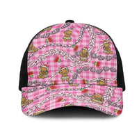 Pink Palaka Hawaii Mele Kalikimaka Mesh Trucker Cap Ohia Lehua Shell Leis Funny Gingerbread Santa LT14 One Size Black Pink - Polynesian Pride