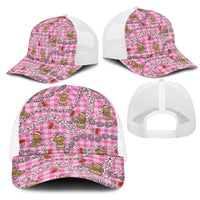 Pink Palaka Hawaii Mele Kalikimaka Mesh Trucker Cap Ohia Lehua Shell Leis Funny Gingerbread Santa LT14 - Polynesian Pride