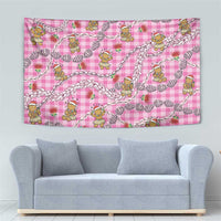 Pink Palaka Hawaii Mele Kalikimaka Tapestry Ohia Lehua Shell Leis Funny Gingerbread Santa - Polynesian Pride