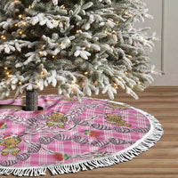 Pink Palaka Hawaii Mele Kalikimaka Tree Skirt Ohia Lehua Shell Leis Funny Gingerbread Santa LT14 - Polynesian Pride