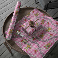 Pink Palaka Hawaii Mele Kalikimaka Wrapping Paper Ohia Lehua Shell Leis Funny Gingerbread Santa LT14 - Polynesian Pride