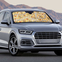 Gold Palaka Hawaii Mele Kalikimaka Auto Sun Shade Ohia Lehua Shell Leis Funny Gingerbread Santa - Polynesian Pride