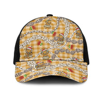 Gold Palaka Hawaii Mele Kalikimaka Mesh Trucker Cap Ohia Lehua Shell Leis Funny Gingerbread Santa LT14 One Size Black Gold - Polynesian Pride