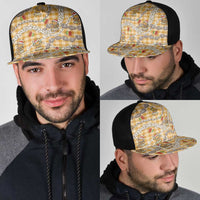 Gold Palaka Hawaii Mele Kalikimaka Mesh Trucker Cap Ohia Lehua Shell Leis Funny Gingerbread Santa LT14 - Polynesian Pride