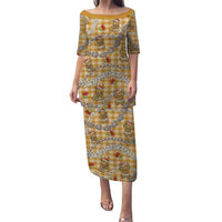 Gold Palaka Hawaii Mele Kalikimaka Puletasi Ohia Lehua Shell Leis Funny Gingerbread Santa - Polynesian Pride