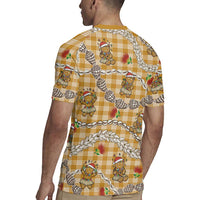 Gold Palaka Hawaii Mele Kalikimaka Rugby Jersey Ohia Lehua Shell Leis Funny Gingerbread Santa LT14 - Polynesian Pride