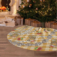 Gold Palaka Hawaii Mele Kalikimaka Tree Skirt Ohia Lehua Shell Leis Funny Gingerbread Santa LT14 - Polynesian Pride