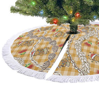 Gold Palaka Hawaii Mele Kalikimaka Tree Skirt Ohia Lehua Shell Leis Funny Gingerbread Santa LT14 - Polynesian Pride