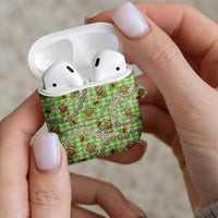 Green Palaka Hawaii Mele Kalikimaka AirPods Case Ohia Lehua Shell Leis Funny Gingerbread Santa LT14 - Polynesian Pride