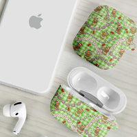 Green Palaka Hawaii Mele Kalikimaka AirPods Case Ohia Lehua Shell Leis Funny Gingerbread Santa LT14 - Polynesian Pride