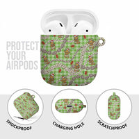 Green Palaka Hawaii Mele Kalikimaka AirPods Case Ohia Lehua Shell Leis Funny Gingerbread Santa LT14 - Polynesian Pride