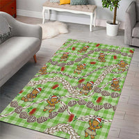 Green Palaka Hawaii Mele Kalikimaka Area Rug Ohia Lehua Shell Leis Funny Gingerbread Santa - Polynesian Pride