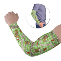 Green Palaka Hawaii Mele Kalikimaka Arm Sleeves Ohia Lehua Shell Leis Funny Gingerbread Santa LT14 Set of 2 Green - Polynesian Pride