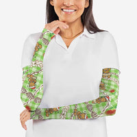 Green Palaka Hawaii Mele Kalikimaka Arm Sleeves Ohia Lehua Shell Leis Funny Gingerbread Santa LT14 - Polynesian Pride