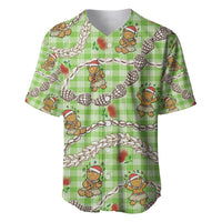 Green Palaka Hawaii Mele Kalikimaka Baseball Jersey Ohia Lehua Shell Leis Funny Gingerbread Santa LT14 Green - Polynesian Pride