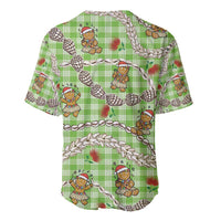 Green Palaka Hawaii Mele Kalikimaka Baseball Jersey Ohia Lehua Shell Leis Funny Gingerbread Santa - Polynesian Pride