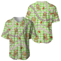 Green Palaka Hawaii Mele Kalikimaka Baseball Jersey Ohia Lehua Shell Leis Funny Gingerbread Santa LT14 - Polynesian Pride