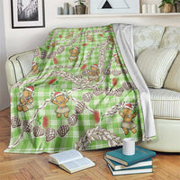 Green Palaka Hawaii Mele Kalikimaka Blanket Ohia Lehua Shell Leis Funny Gingerbread Santa - Polynesian Pride