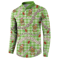 Green Palaka Hawaii Mele Kalikimaka Button Sweatshirt Ohia Lehua Shell Leis Funny Gingerbread Santa LT14 - Polynesian Pride