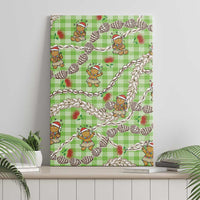 Green Palaka Hawaii Mele Kalikimaka Canvas Wall Art Ohia Lehua Shell Leis Funny Gingerbread Santa LT14 - Polynesian Pride