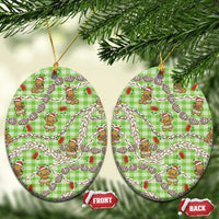 Green Palaka Hawaii Mele Kalikimaka Ceramic Ornament Ohia Lehua Shell Leis Funny Gingerbread Santa - Polynesian Pride