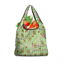 Green Palaka Hawaii Mele Kalikimaka Grocery Bag Ohia Lehua Shell Leis Funny Gingerbread Santa LT14 1-pack One Size Green - Polynesian Pride