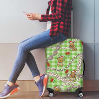 Green Palaka Hawaii Mele Kalikimaka Luggage Cover Ohia Lehua Shell Leis Funny Gingerbread Santa LT14 - Polynesian Pride