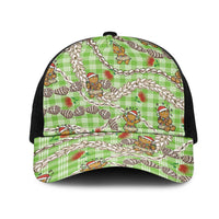 Green Palaka Hawaii Mele Kalikimaka Mesh Trucker Cap Ohia Lehua Shell Leis Funny Gingerbread Santa LT14 One Size Black Green - Polynesian Pride