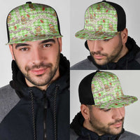 Green Palaka Hawaii Mele Kalikimaka Mesh Trucker Cap Ohia Lehua Shell Leis Funny Gingerbread Santa LT14 - Polynesian Pride
