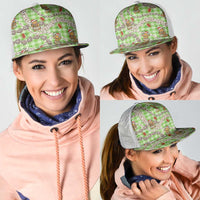 Green Palaka Hawaii Mele Kalikimaka Mesh Trucker Cap Ohia Lehua Shell Leis Funny Gingerbread Santa LT14 - Polynesian Pride