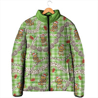 Green Palaka Hawaii Mele Kalikimaka Padded Jacket Ohia Lehua Shell Leis Funny Gingerbread Santa LT14 - Polynesian Pride