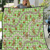 Green Palaka Hawaii Mele Kalikimaka Quilt Ohia Lehua Shell Leis Funny Gingerbread Santa - Polynesian Pride