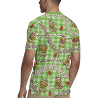 Green Palaka Hawaii Mele Kalikimaka Rugby Jersey Ohia Lehua Shell Leis Funny Gingerbread Santa LT14 - Polynesian Pride