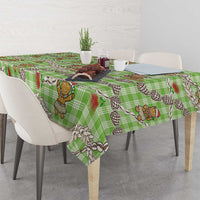 Green Palaka Hawaii Mele Kalikimaka Tablecloth Ohia Lehua Shell Leis Funny Gingerbread Santa LT14 - Polynesian Pride