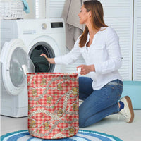Red Palaka Hawaii Mele Kalikimaka Laundry Basket Ohia Lehua Shell Leis Funny Gingerbread Santa LT14 - Polynesian Pride