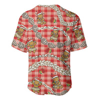 Red Palaka Hawaii Mele Kalikimaka Baseball Jersey Ohia Lehua Shell Leis Funny Gingerbread Santa LT14 - Polynesian Pride