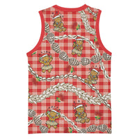 Red Palaka Hawaii Mele Kalikimaka Basketball Jersey Ohia Lehua Shell Leis Funny Gingerbread Santa LT14 - Polynesian Pride
